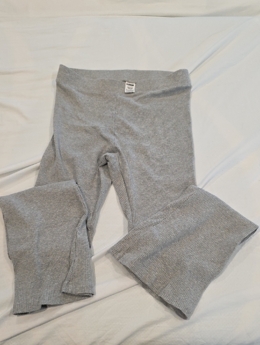 PINK Gray Ribbed Flare Pants